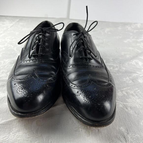 Footjoy Shoes Mens Size 10 D Black Leather Wingtip Dress Career Shoes - Picture 3 of 9